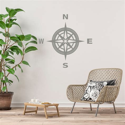 Compass Wall Decal Nautical Compass Rose Navigate Vinyl Etsy