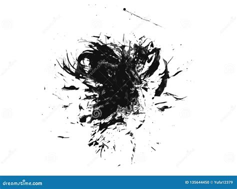 Black Ink Watercolor Paint Splatter Splash Grunge Background Blot