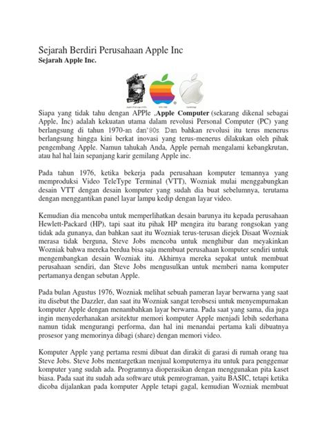 Pdf Sejarah Berdiri Perusahaan Apple Inc Pdfslide Net