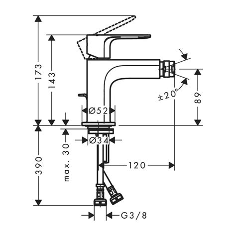 Baterie Bideu Hansgrohe Rebris S Negru Mat Cu Ventil Pop Up 72210670