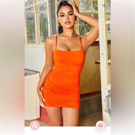 Oh Polly Dresses In The Clear Ruched Bodycon Mini Dress In Bright