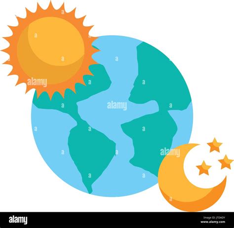 World Planet Earth With Sun And Moon Stock Vector Image Art Alamy