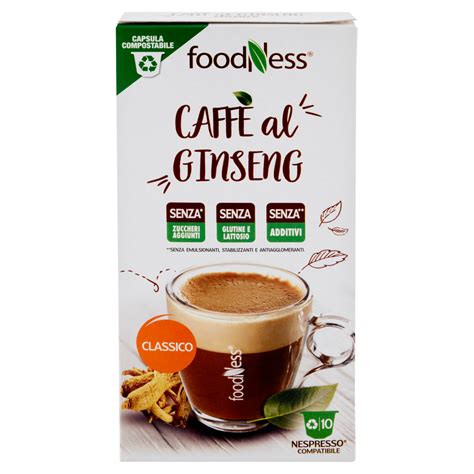 foodNess Caffè al Ginseng Classico Compostabile Nespresso Compatibile