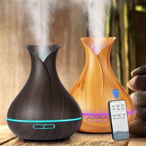 Ultrasonic Air Humidifier 550ml Aroma Essential Oil Diffuser With Wood