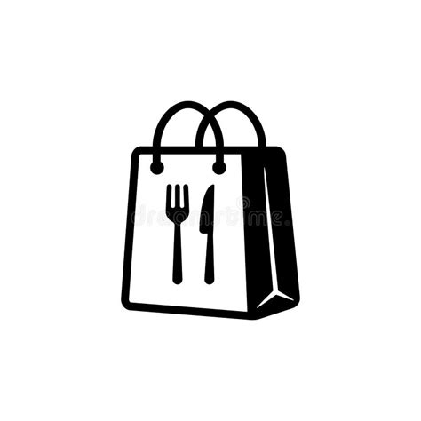 Takeaway Food Symbol Take Away Paper Food Bag Icon Daily Meal In