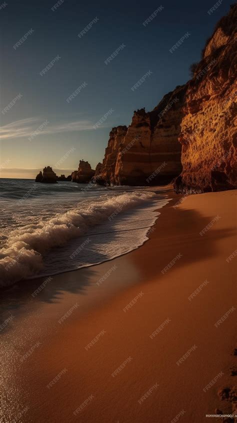 Premium AI Image | A beach with a cliff in the background