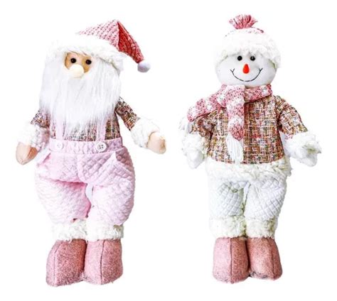 Set De Pap Noel Y Mu Eco De Nieve En Forma De Rosa De Lujo De Cm