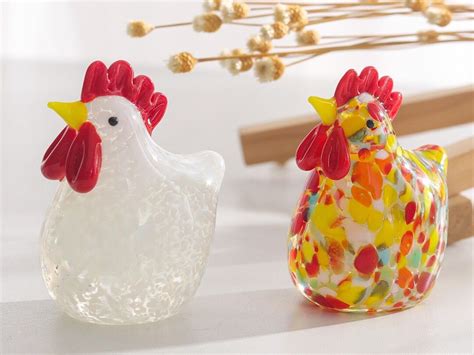 Small Decorative Glass Chick Glass Chick Hand Blown Glass Chicken Collectible Glass Bird