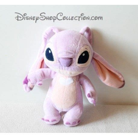 Peluche Angel DISNEYLAND Lilo Et Stitch Mauve Coeur Blanc Disney 23 Cm