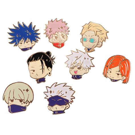 Jujutsu Kaisen Pins 8pcs Anime Jujutsu Kaisen Figure Brooch Cosplay