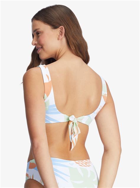 Roxy Wildflowers Reversible Bralette Bikini Top Bright White Undertone