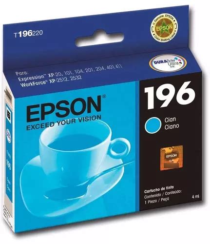 Cartucho Tinta Epson T196 Cian 196 T196220 C13t19622a Origin Envío gratis