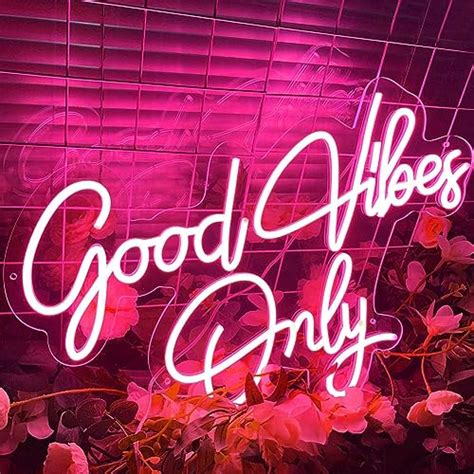 Good Vibes Only Neon Sign, 23.5x15.5 inch Pink LED Neon Light Signs for ...