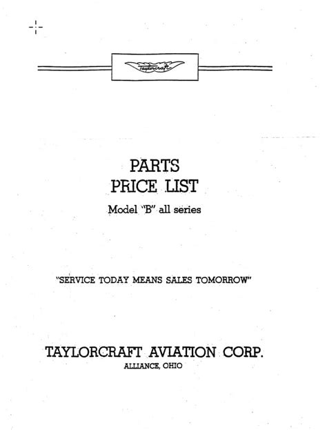 Taylorcraft parts and price list Model -B - Helicopter Manuals