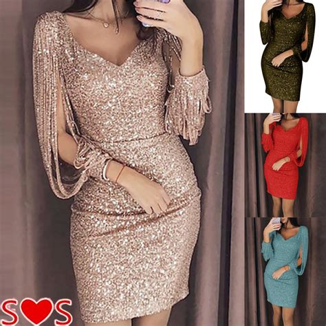 Minivestidos Sexys Con Lentejuelas Brillantes Para Mujer Vestido De