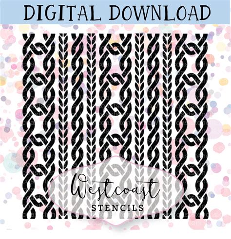 Digital Cable Knit Stencil Large Cookie Stencil Svg Png Etsy