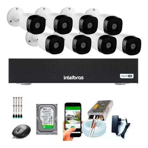 Kit Cftv 8 Câmeras Full Hd 1080p 2mp Dvr Intelbras 8 Ch 1 Tb