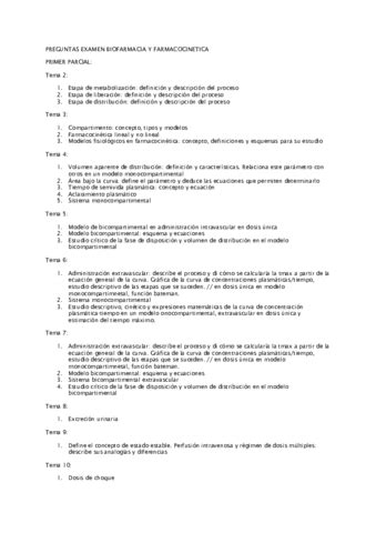 PREGUNTAS EXAMEN BIOFARMACIA Y FARMACOCINETICA Pdf