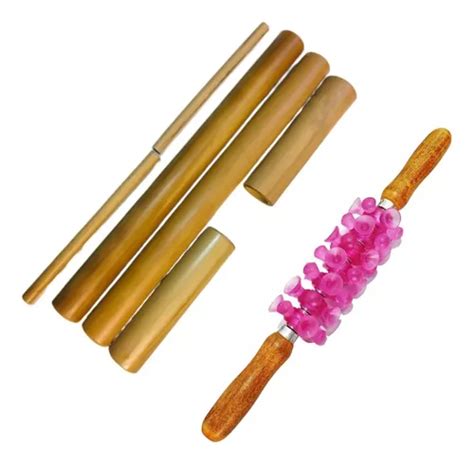 Kit Bamboo Rolo Massagem Turbinada Modeladora Bambuterapia