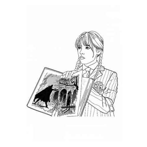 Раскраска Уэнсдей Аддамс: распечатать