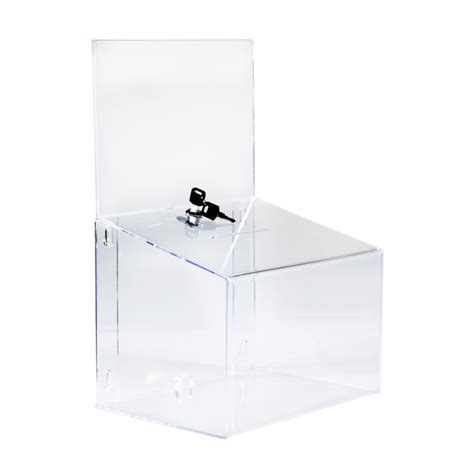 Suggestion Box With Header And Lock In Clear Acrylic