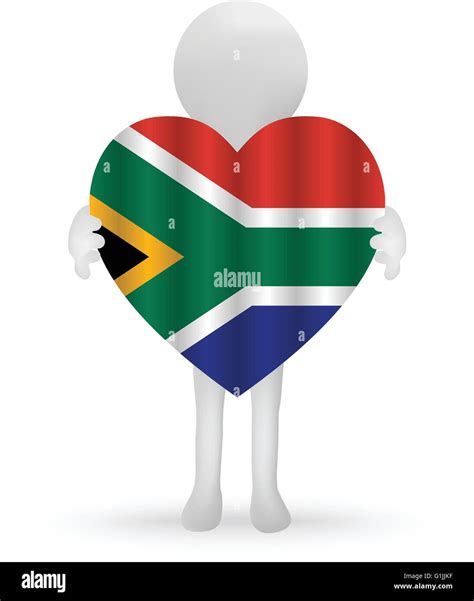 Eps Vector 10 Small 3d Man Holding A South African Flag Stock Vector Image And Art Alamy