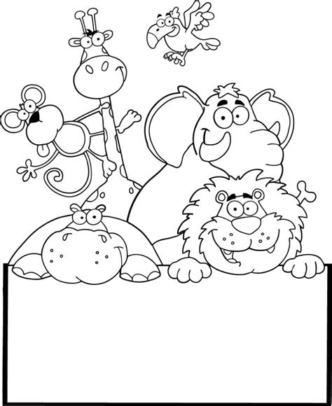 Cartoon Zoo Animals Coloring Pages