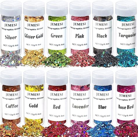 Holographic Chunky Glitter Jemesi 12 Color Chunky Glitter For Resin Cosmetic Craft