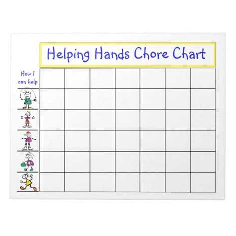 Helping Hands Chore Chart With Kid Stick Figures Memo Pads Zazzle