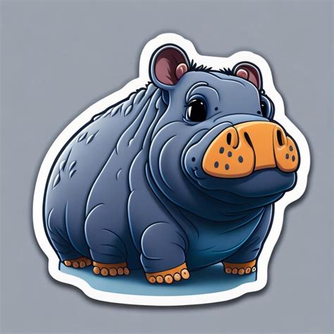 Premium AI Image Cute Hippo Sticker 1