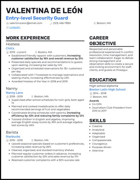 5 Entry Level Security Guard Resume Examples Templates