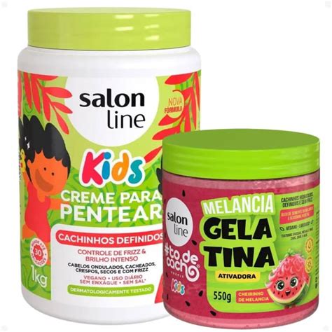 Kit Completo Salon Line Kids 4 Cremes e 4 Gelatinas Melão Maracujá