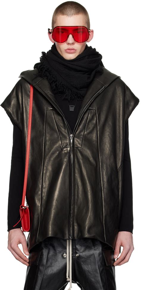 Rick Owens Veste Luxor Noire En Cuir SSENSE France