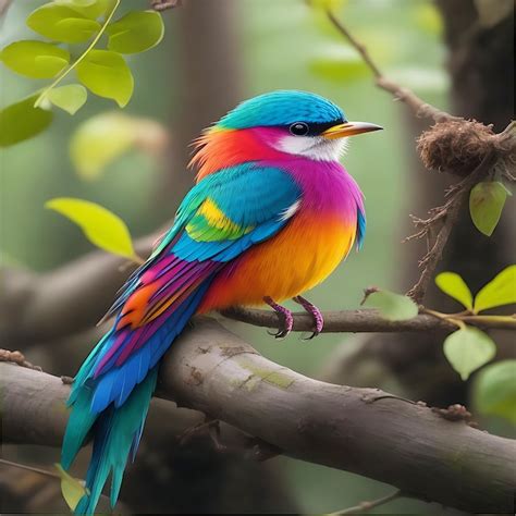 Premium Photo Colorful Birds In The Forest Ai Generated