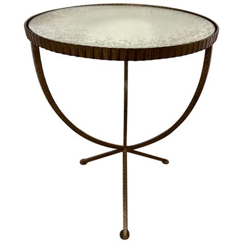 Contemporary Gold Toned Round Iron And Glass Accent Table For Sale At 1stdibs Gold Accent