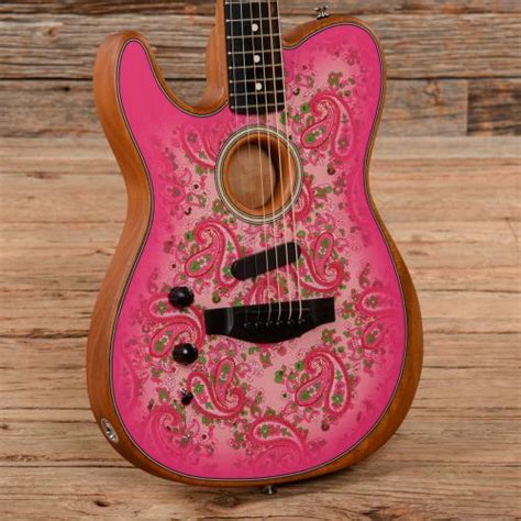 2022 Fender Telecaster American Acoustasonic Telecaster Pink Pink Paisley Guitars Acoustic