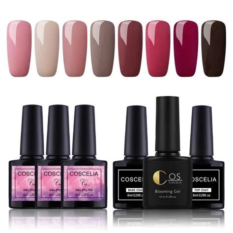 Coscelia Lots De Pc Vernis Semi Permanent Avec Base Top Coat Blooming