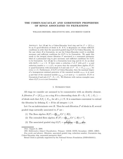 Pdf The Cohenmacaulay And Gorenstein Properties Of Rings Associated