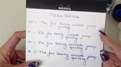 Pelikan Steel Nibs, Comparison of EF - B - YouTube