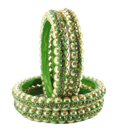 Sukriti Rajasthani Contemporary Green Lac Bangles For Women Set Of 4