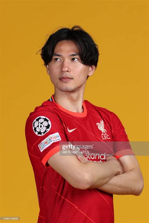 Takumi Minamino Of Liverpool Poses During The UEFA Champions League