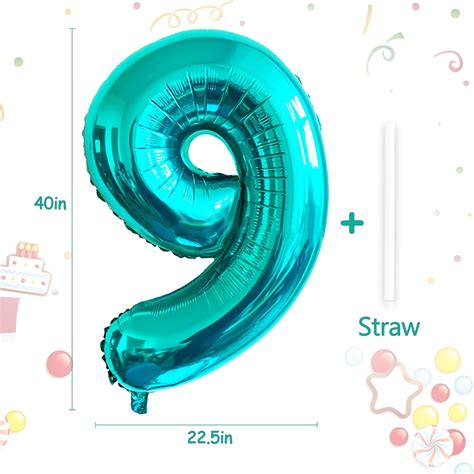 Buy 40 Inch Tiffany Blue Number 9 Balloon Big Size Teal Blue Digit