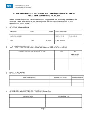 Fillable Online Statement Of Qualifications And Expression Of Interest