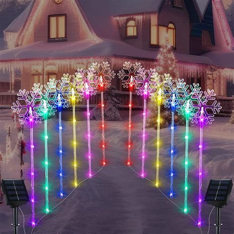 Amazon Vihose Pcs Christmas Snowflake Pathway Lights Multicolor