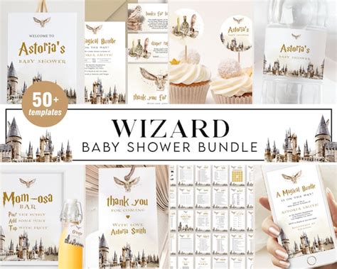 Wizard Baby Shower Bundle EDITABLE Magic School Baby Shower Invite