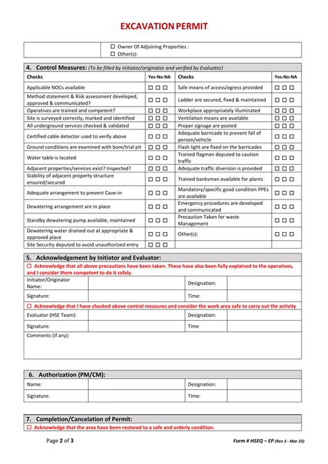 Excavation Permit Form Hseq Ep Rev 3docx