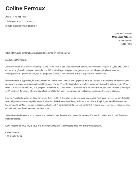 La lettre de motivation pour intégrer le lycée un élément clé de