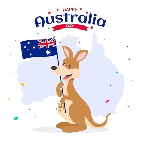 Canguru segurando bandeira australiana para o dia da austrália Vetor