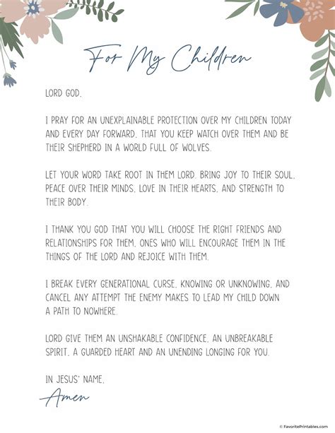 Free Printable Prayer For My Children - Wall Decor! - Favorite Printables