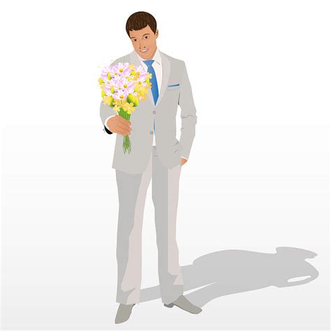 Man Holding A Bouquet Of Flowers Digital Art By Aliaksei Putau Fine